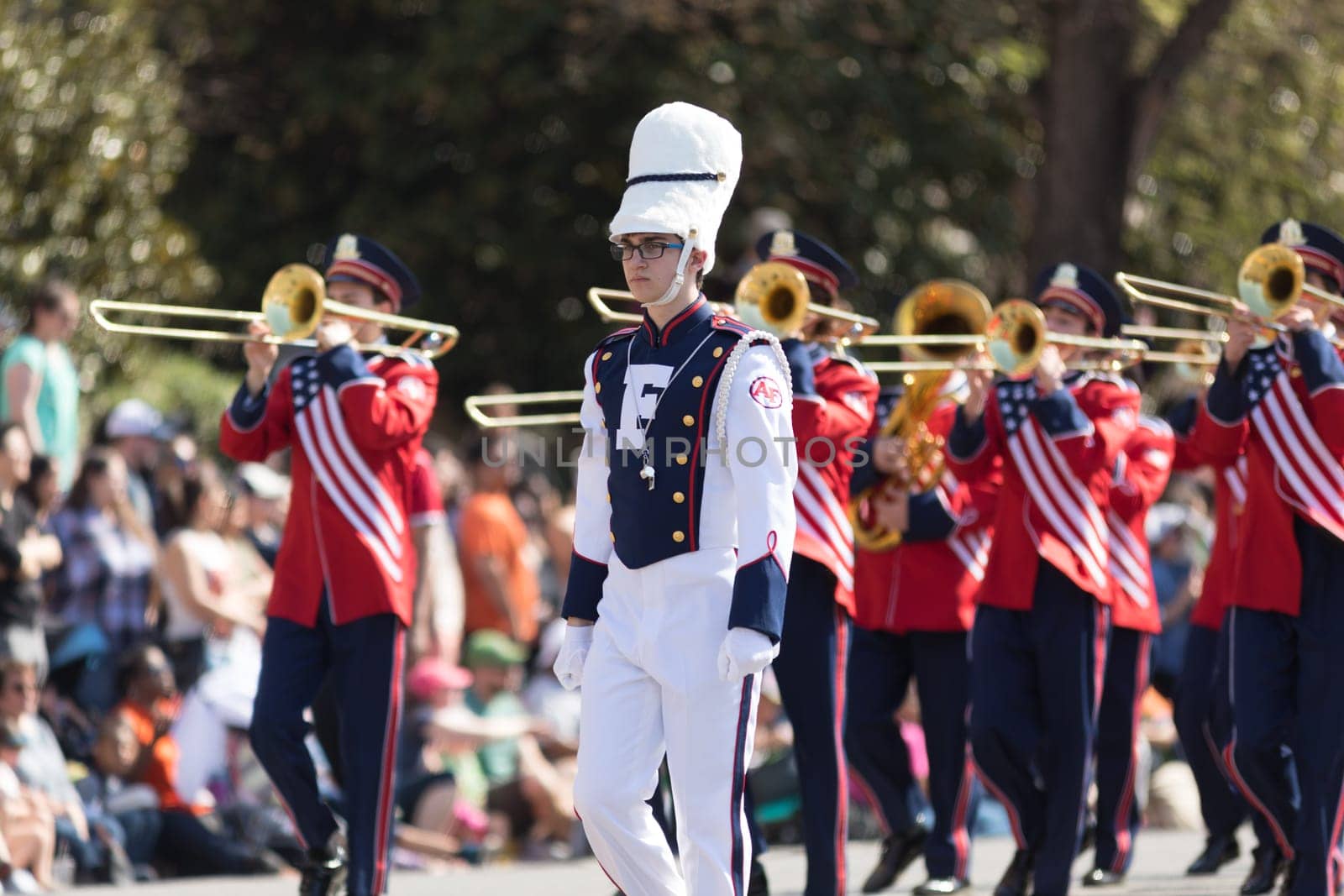 Washington, D.C., USA - April 14, 2018 Austintown Fitch High School Marching Band in the 2018 National Cherry Blossom Parade