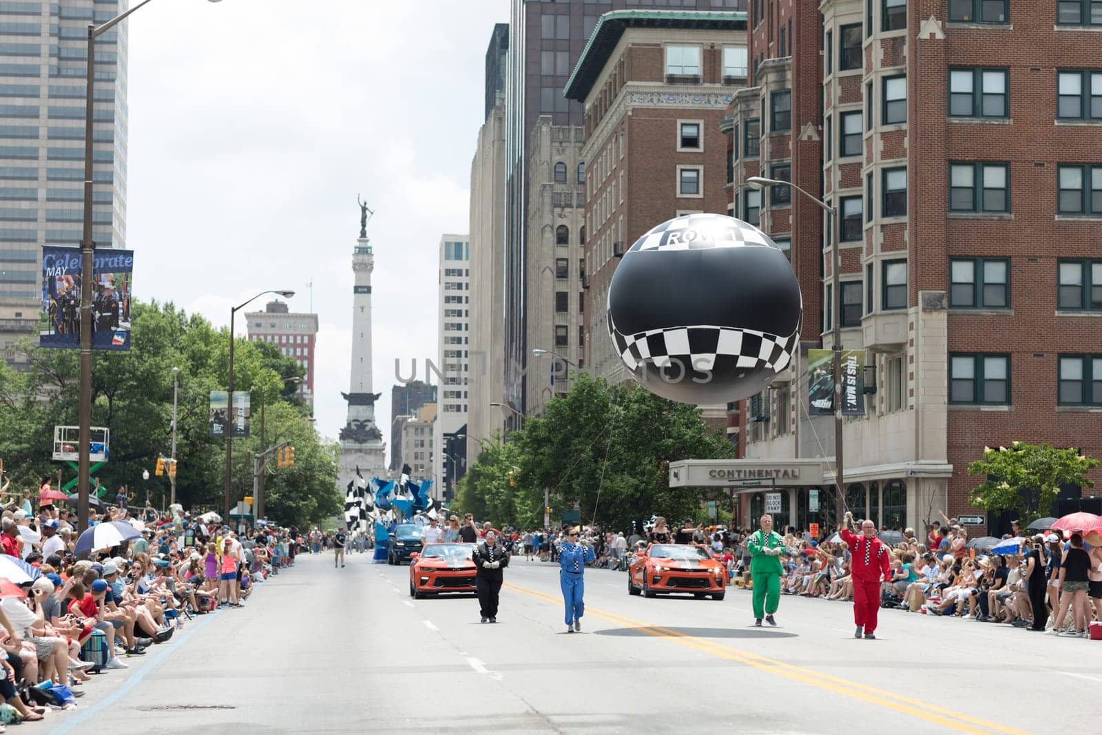 Indianapolis, Indiana, USA - May 26, 2018,  View of North Meridian Street towards the Soldiers and Sailors Monument during the Indy 500 Parade