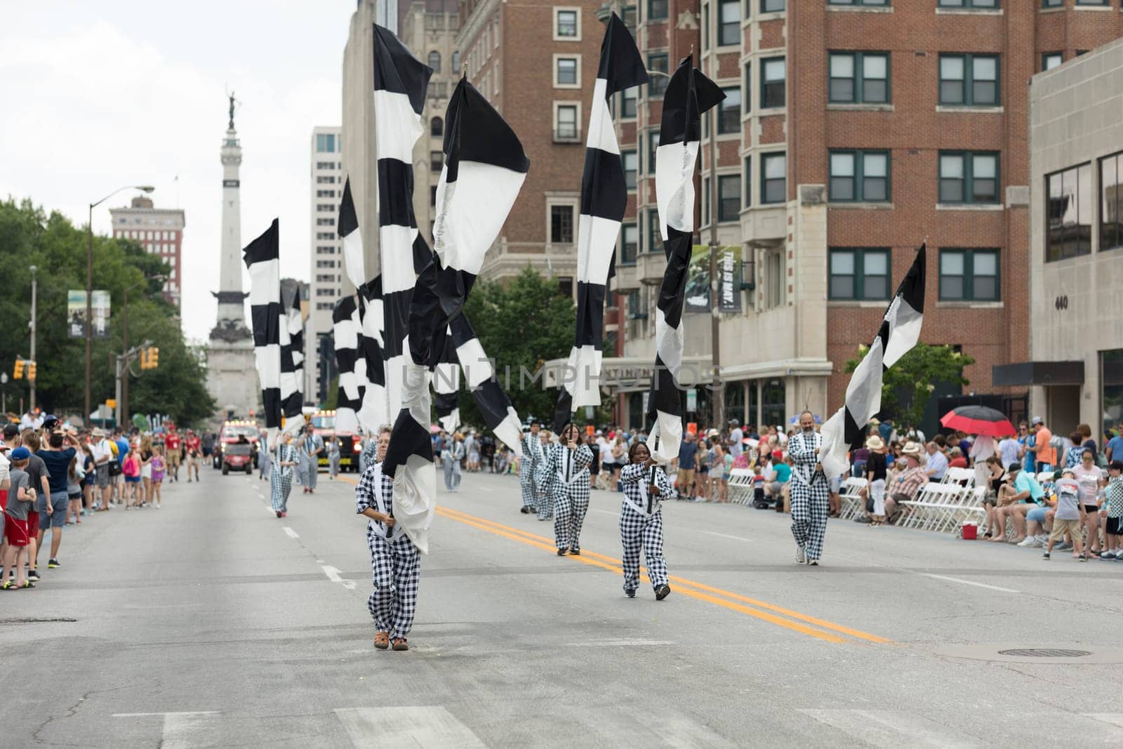 Indianapolis, Indiana, USA - May 26, 2018,  View of North Meridian Street towards the Soldiers and Sailors Monument during the Indy 500 Parade