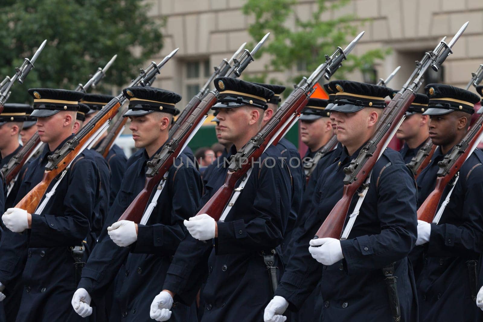 Washington, D.C., USA - July 4, 2015, The National Independence Day Parade is the  Fourth of July Parade in the capital of the United States, it  commemorates the adoption of the Declaration of Independence, only selected schools, and other groups participate.