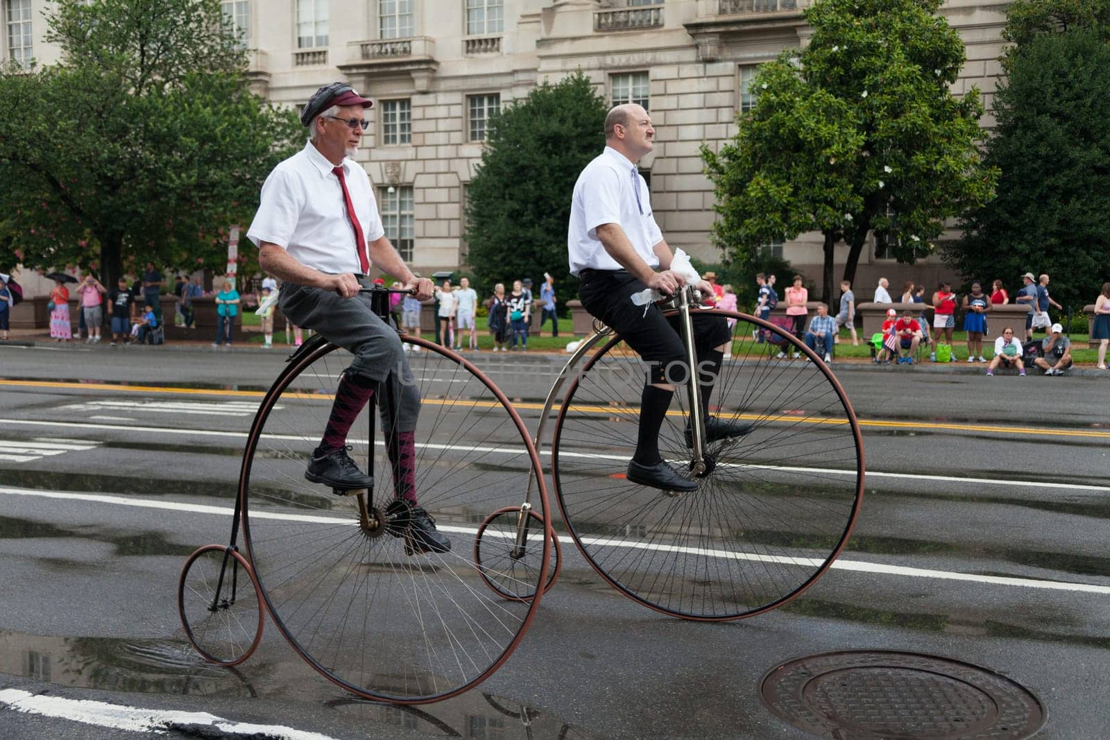 Washington, D.C., USA - July 4, 2015, The National Independence Day Parade is the  Fourth of July Parade in the capital of the United States, it  commemorates the adoption of the Declaration of Independence, only selected schools, and other groups participate.
