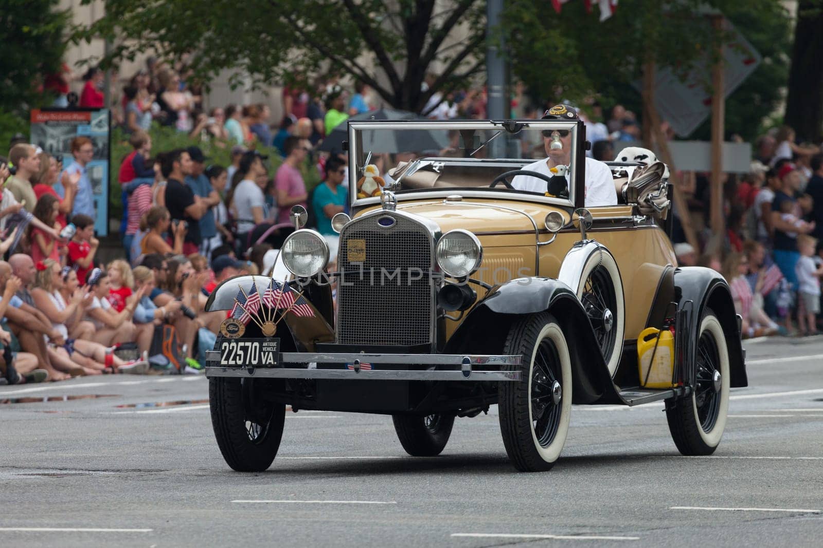 Washington, D.C., USA - July 4, 2015, The National Independence Day Parade is the  Fourth of July Parade in the capital of the United States, it  commemorates the adoption of the Declaration of Independence, only selected schools, and other groups participate.