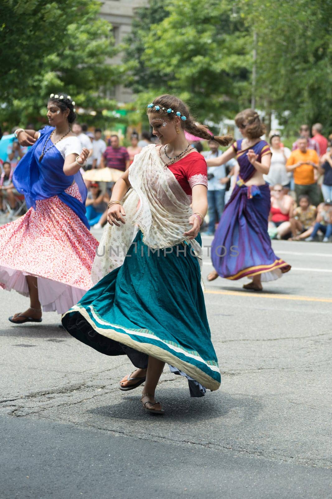 Washington, D.C., USA - July 4, 2017, The National Independence Day Parade is the  Fourth of July Parade in the capital of the United States, it  commemorates the adoption of the Declaration of Independence, only selected schools, and other groups participate.