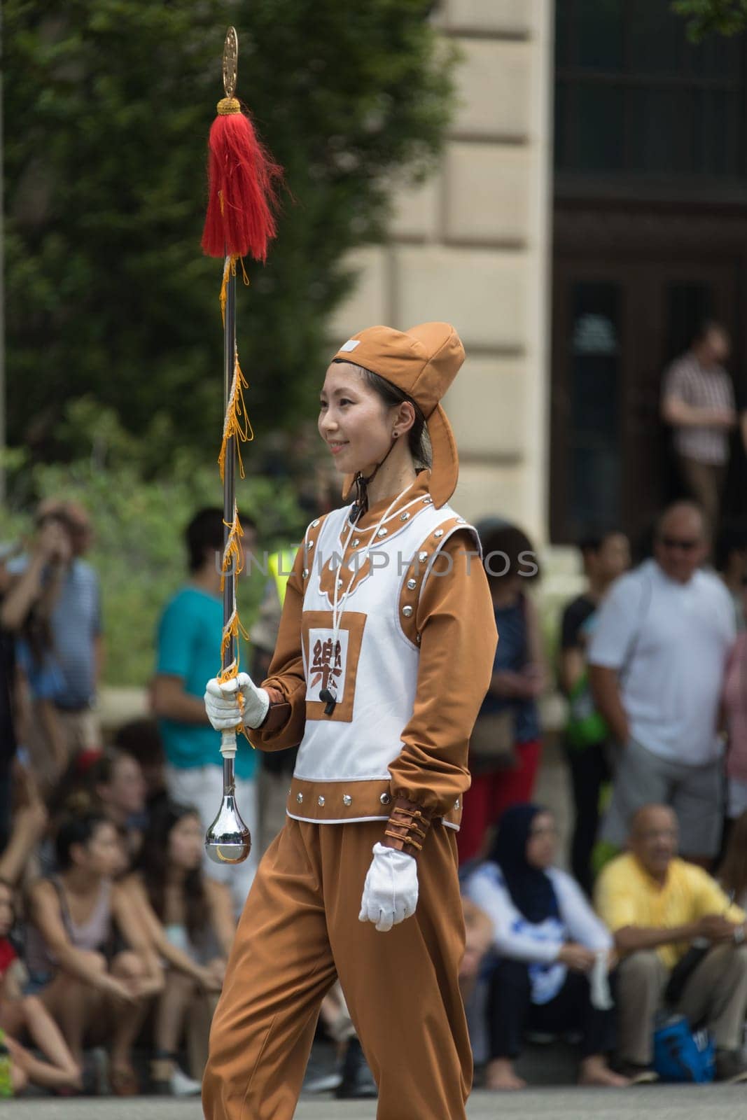 Washington, D.C., USA - July 4, 2017, The National Independence Day Parade is the  Fourth of July Parade in the capital of the United States, it  commemorates the adoption of the Declaration of Independence, only selected schools, and other groups participate.