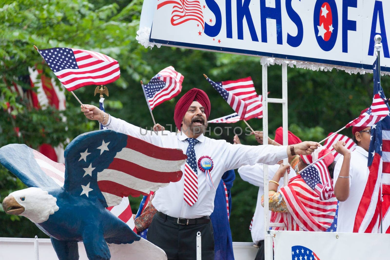 Washington, D.C., USA - July 4, 2016, The National Independence Day Parade is the  Fourth of July Parade in the capital of the United States, it  commemorates the adoption of the Declaration of Independence, only selected schools, and other groups participate.