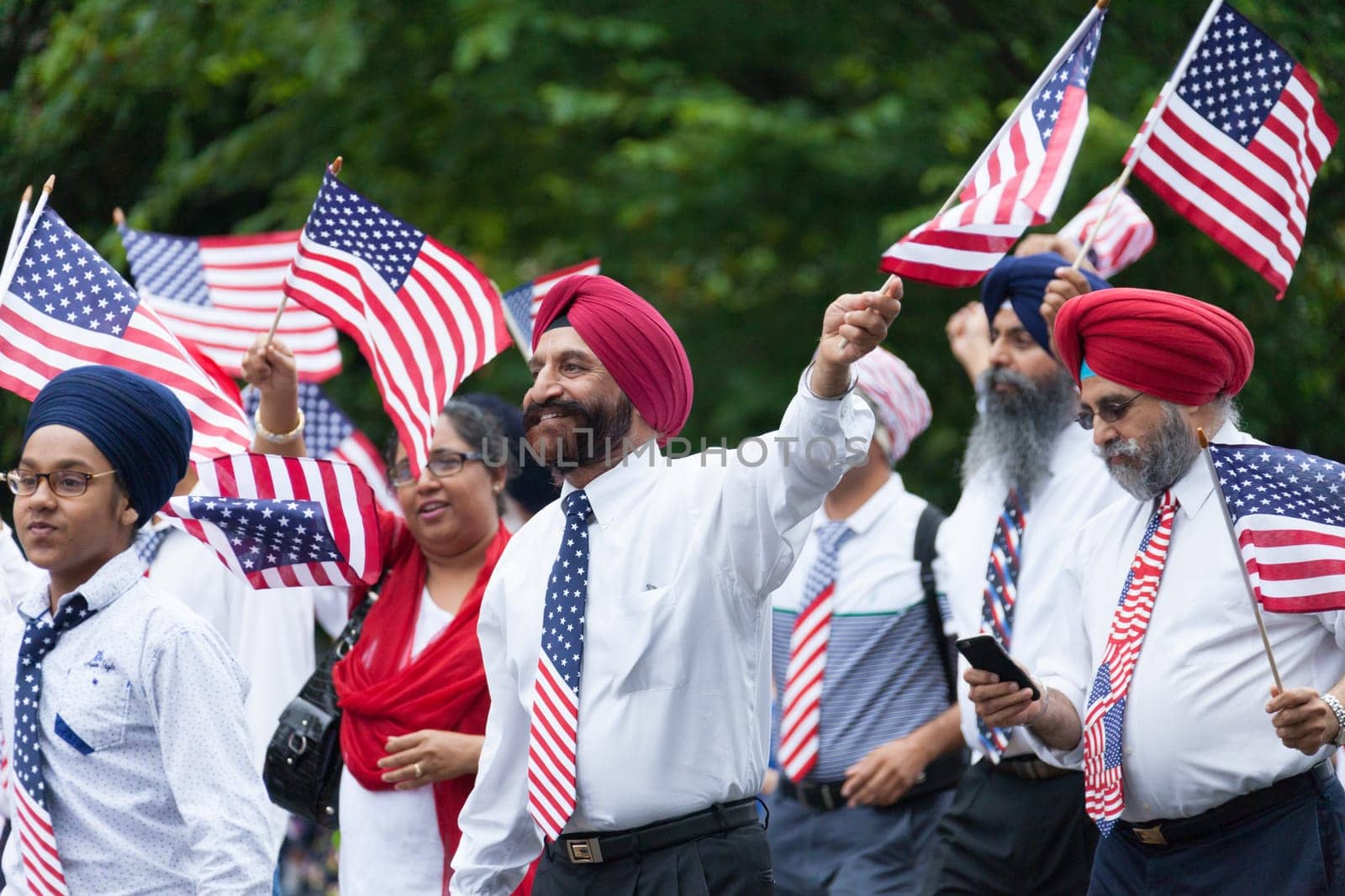 Washington, D.C., USA - July 4, 2016, The National Independence Day Parade is the  Fourth of July Parade in the capital of the United States, it  commemorates the adoption of the Declaration of Independence, only selected schools, and other groups participate.