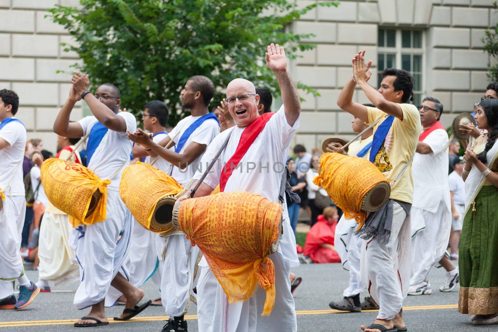 Washington, D.C., USA - July 4, 2016, The National Independence Day Parade is the  Fourth of July Parade in the capital of the United States, it  commemorates the adoption of the Declaration of Independence, only selected schools, and other groups participate.