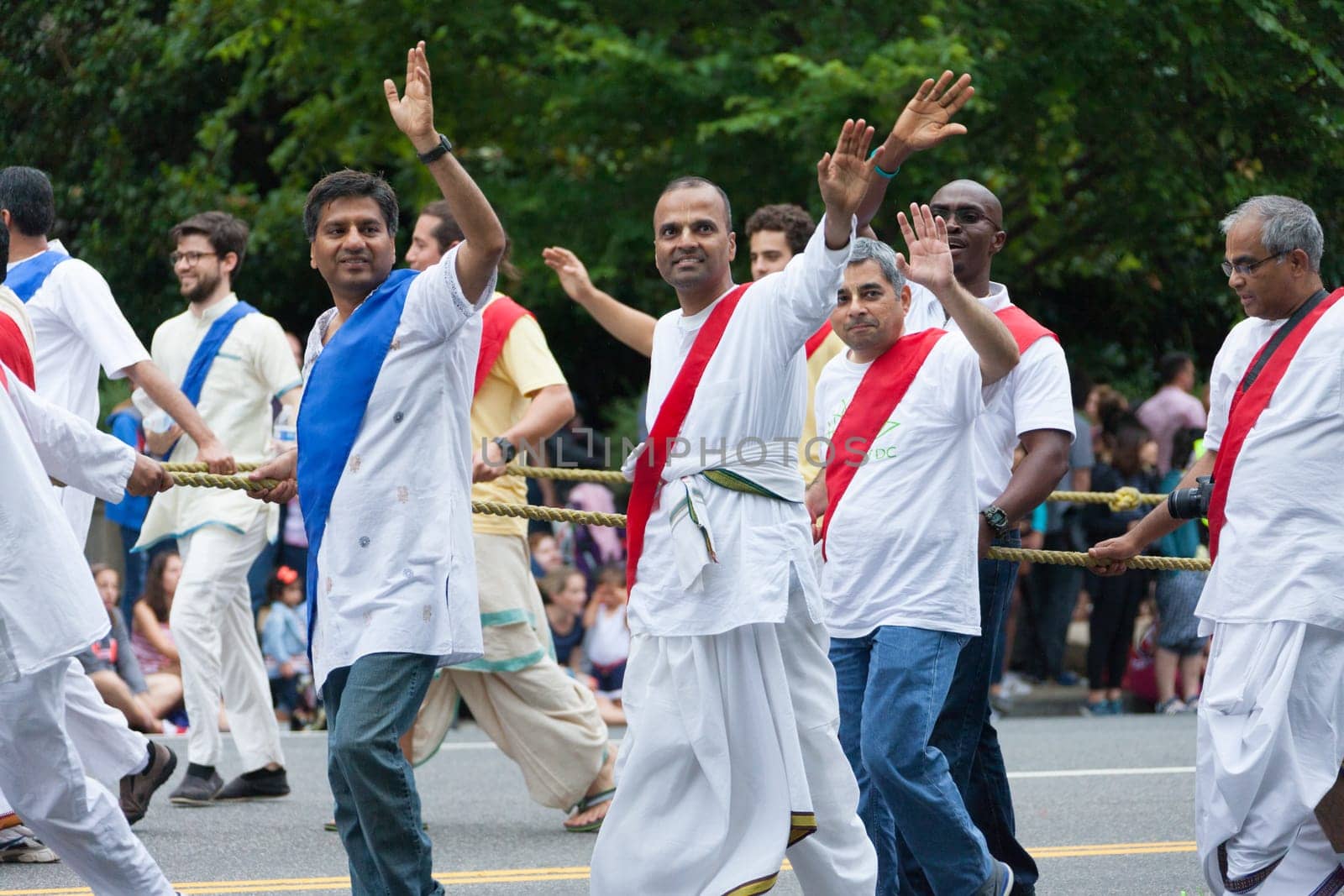 Washington, D.C., USA - July 4, 2016, The National Independence Day Parade is the  Fourth of July Parade in the capital of the United States, it  commemorates the adoption of the Declaration of Independence, only selected schools, and other groups participate.
