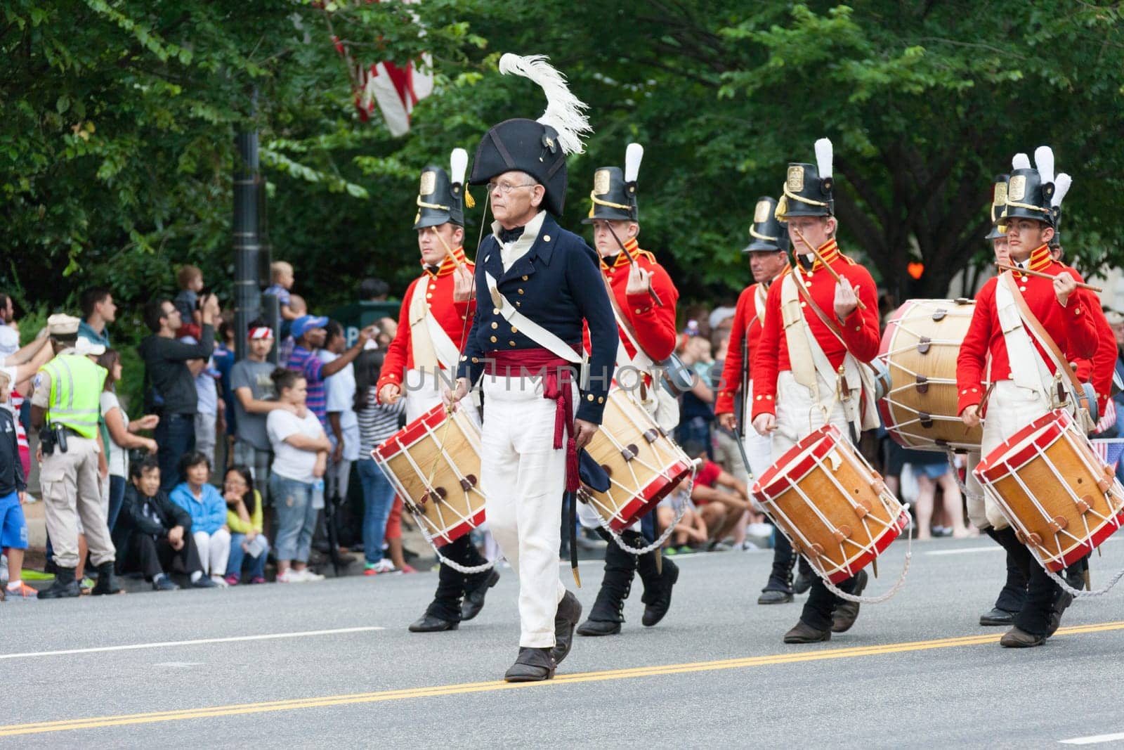 Washington, D.C., USA - July 4, 2016, The National Independence Day Parade is the  Fourth of July Parade in the capital of the United States, it  commemorates the adoption of the Declaration of Independence, only selected schools, and other groups participate.