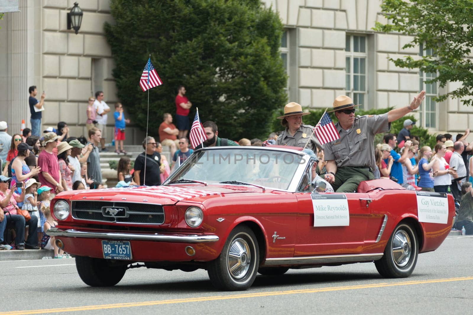 Washington, D.C., USA - July 4, 2017, The National Independence Day Parade is the  Fourth of July Parade in the capital of the United States, it  commemorates the adoption of the Declaration of Independence, only selected schools, and other groups participate.