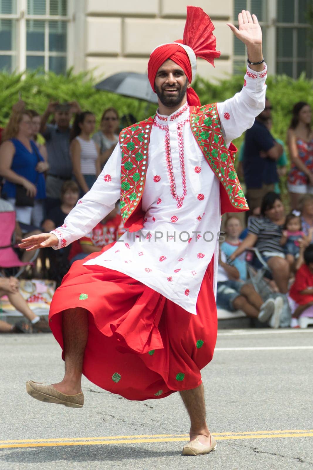 Washington, D.C., USA - July 4, 2017, The National Independence Day Parade is the  Fourth of July Parade in the capital of the United States, it  commemorates the adoption of the Declaration of Independence, only selected schools, and other groups participate.