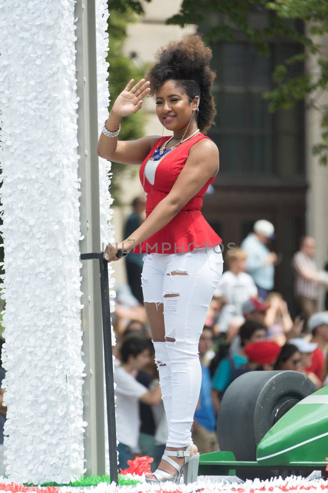 Washington, D.C., USA - July 4, 2017, The National Independence Day Parade is the  Fourth of July Parade in the capital of the United States, it  commemorates the adoption of the Declaration of Independence, only selected schools, and other groups participate.