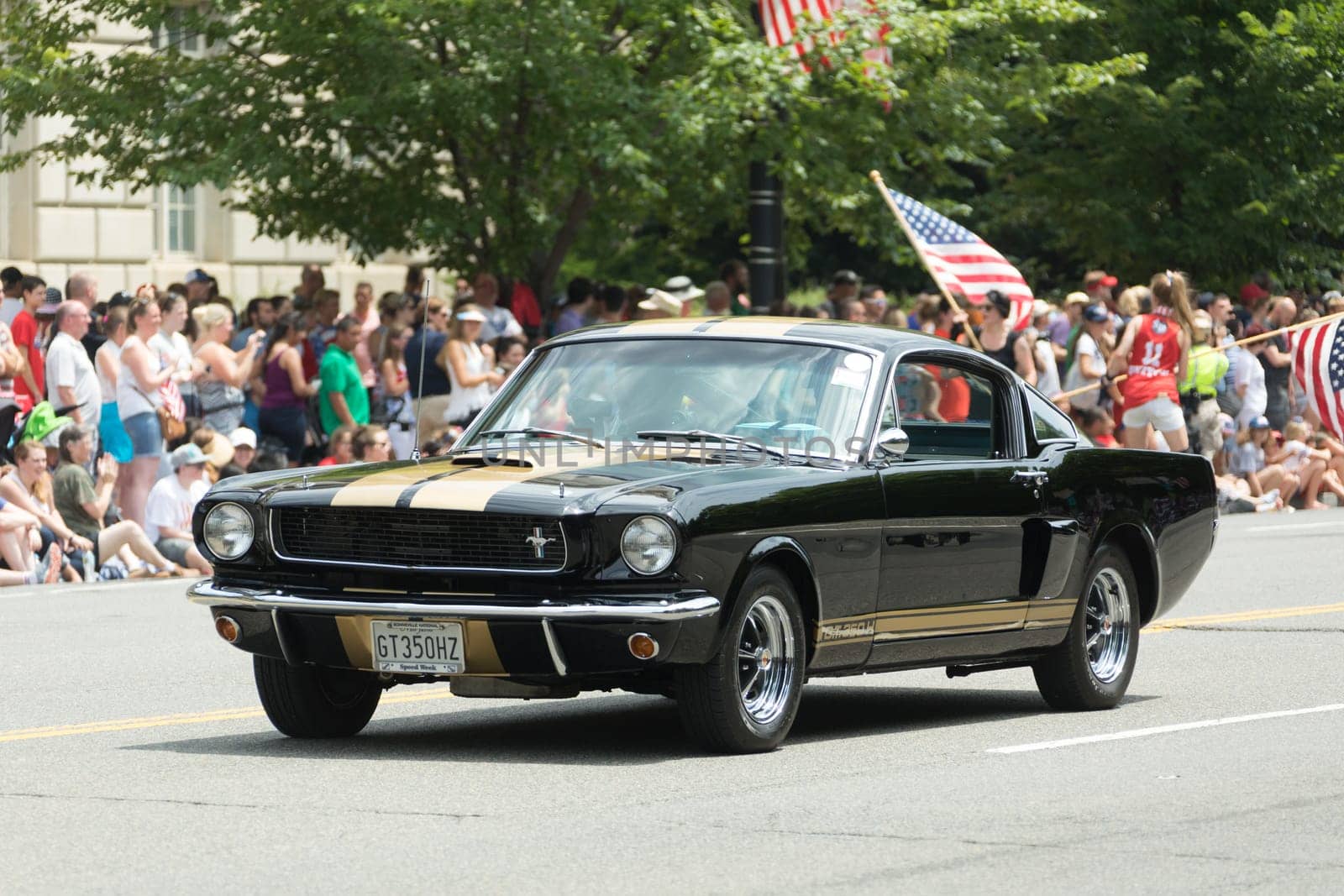 Washington, D.C., USA - July 4, 2017, The National Independence Day Parade is the  Fourth of July Parade in the capital of the United States, it  commemorates the adoption of the Declaration of Independence, only selected schools, and other groups participate.