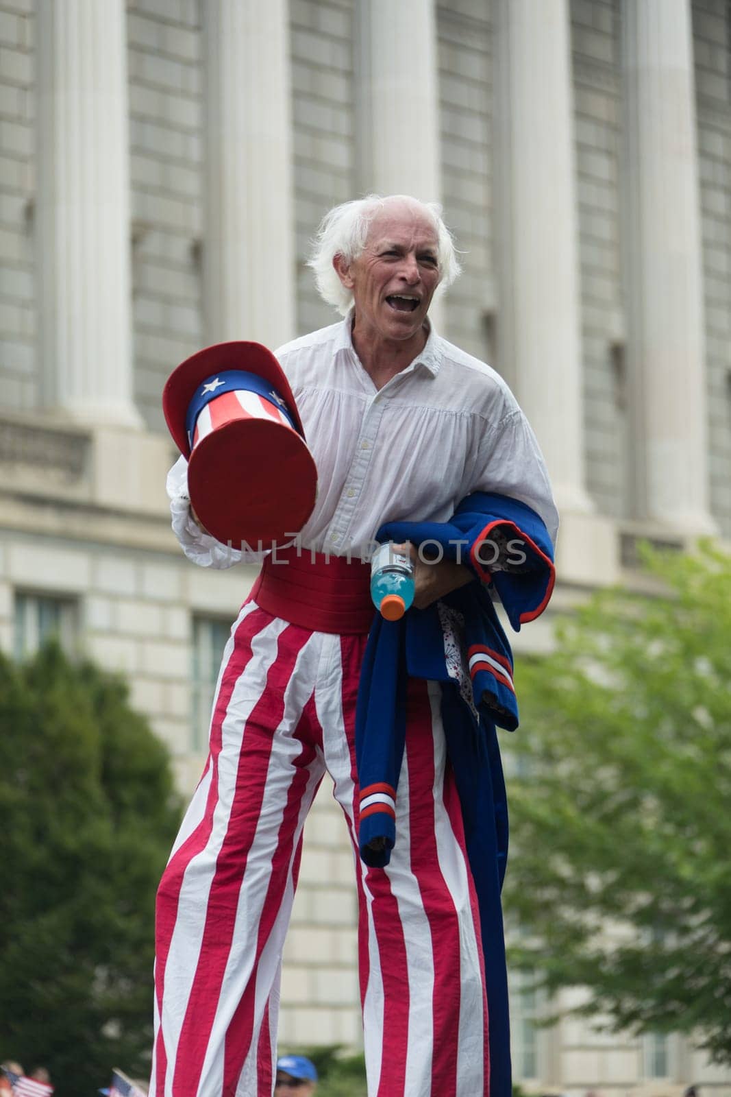 Washington, D.C., USA - July 4, 2017, The National Independence Day Parade is the  Fourth of July Parade in the capital of the United States, it  commemorates the adoption of the Declaration of Independence, only selected schools, and other groups participate.