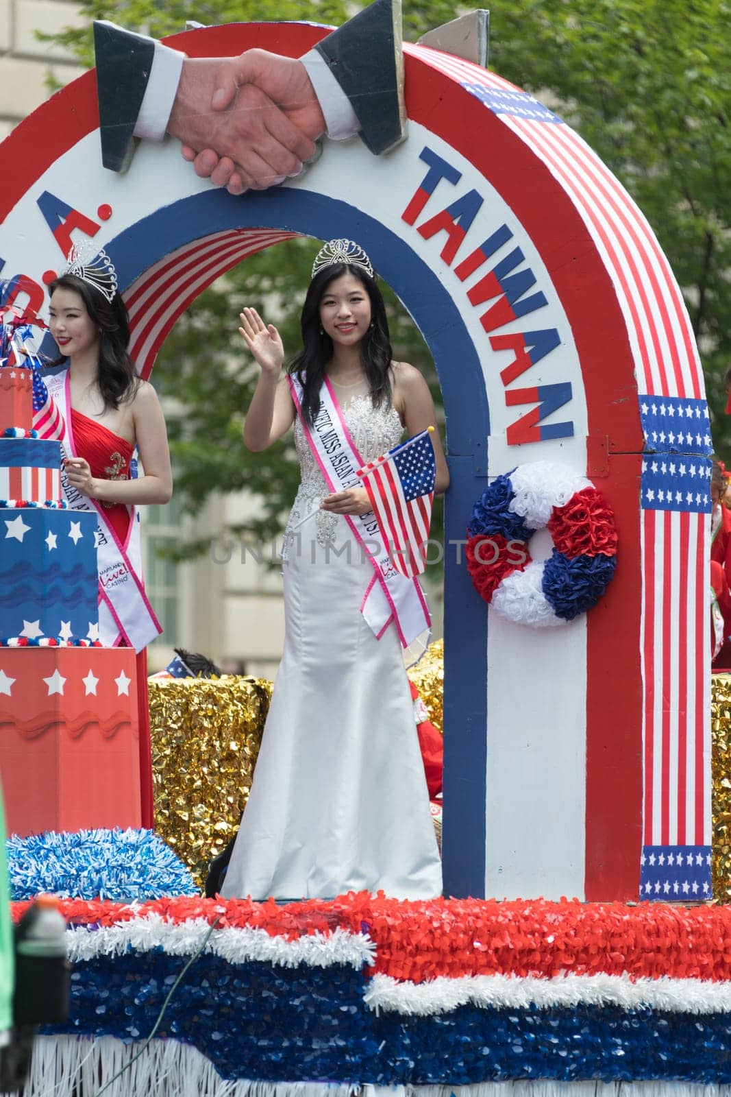 Washington, D.C., USA - July 4, 2017, The National Independence Day Parade is the  Fourth of July Parade in the capital of the United States, it  commemorates the adoption of the Declaration of Independence, only selected schools, and other groups participate.