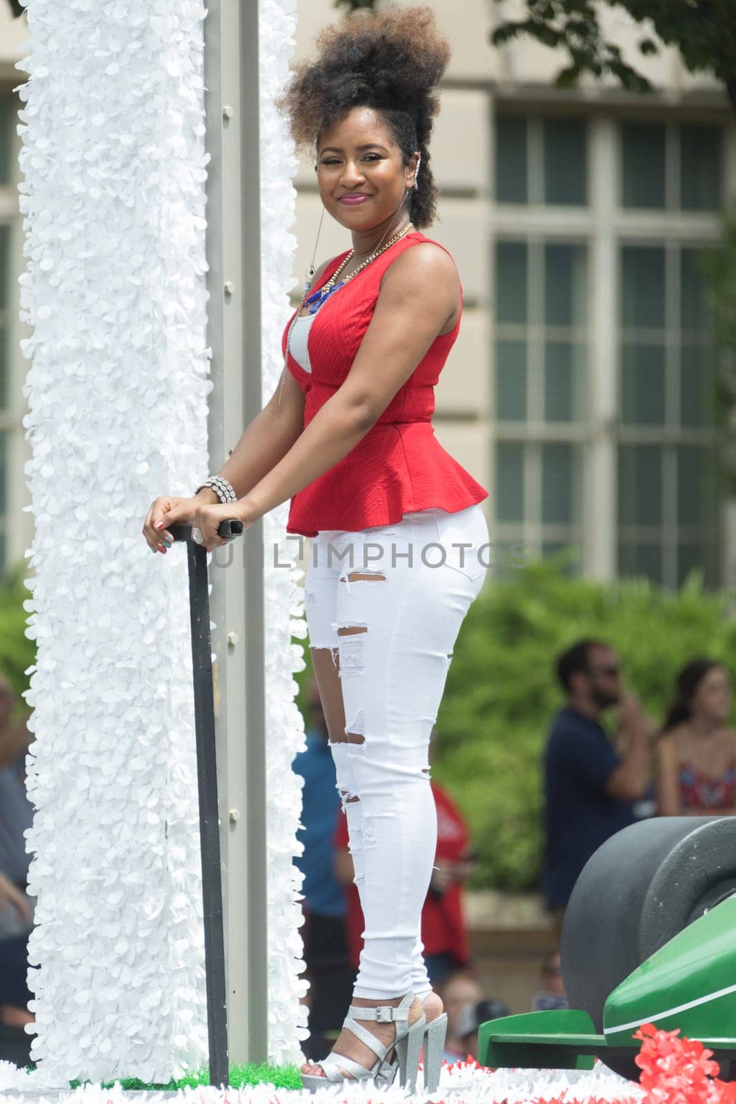 Washington, D.C., USA - July 4, 2017, The National Independence Day Parade is the  Fourth of July Parade in the capital of the United States, it  commemorates the adoption of the Declaration of Independence, only selected schools, and other groups participate.