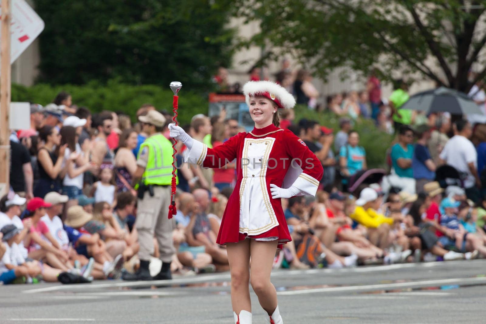 Washington, D.C., USA - July 4, 2015, The National Independence Day Parade is the  Fourth of July Parade in the capital of the United States, it  commemorates the adoption of the Declaration of Independence, only selected schools, and other groups participate.