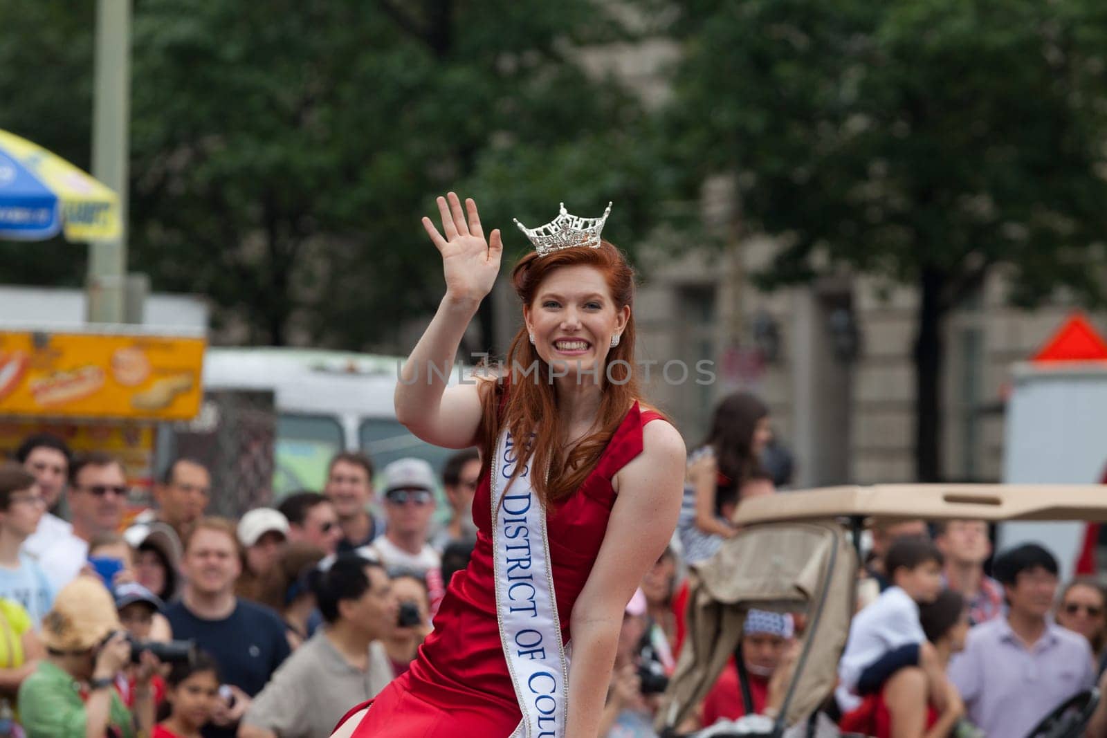 Washington, D.C., USA - July 4, 2015, The National Independence Day Parade is the  Fourth of July Parade in the capital of the United States, it  commemorates the adoption of the Declaration of Independence, only selected schools, and other groups participate.