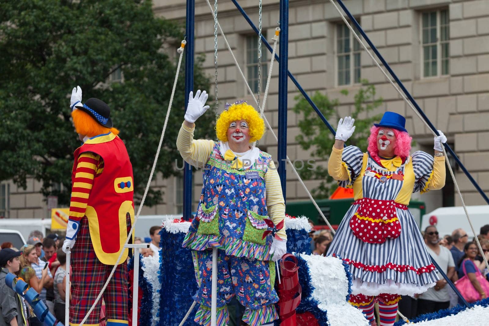 Washington, D.C., USA - July 4, 2015, The National Independence Day Parade is the  Fourth of July Parade in the capital of the United States, it  commemorates the adoption of the Declaration of Independence, only selected schools, and other groups participate.