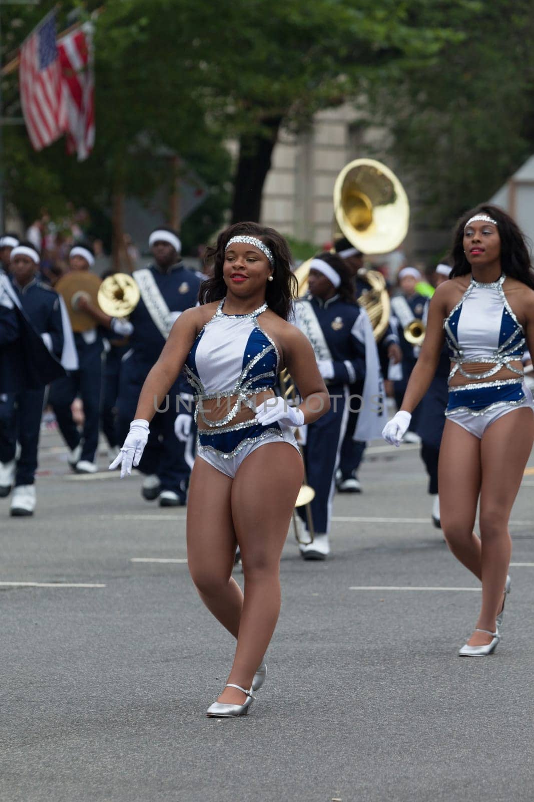 Washington, D.C., USA - July 4, 2015, The National Independence Day Parade is the  Fourth of July Parade in the capital of the United States, it  commemorates the adoption of the Declaration of Independence, only selected schools, and other groups participate.