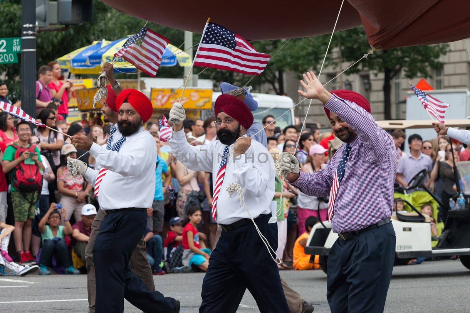 Washington, D.C., USA - July 4, 2015, The National Independence Day Parade is the  Fourth of July Parade in the capital of the United States, it  commemorates the adoption of the Declaration of Independence, only selected schools, and other groups participate.