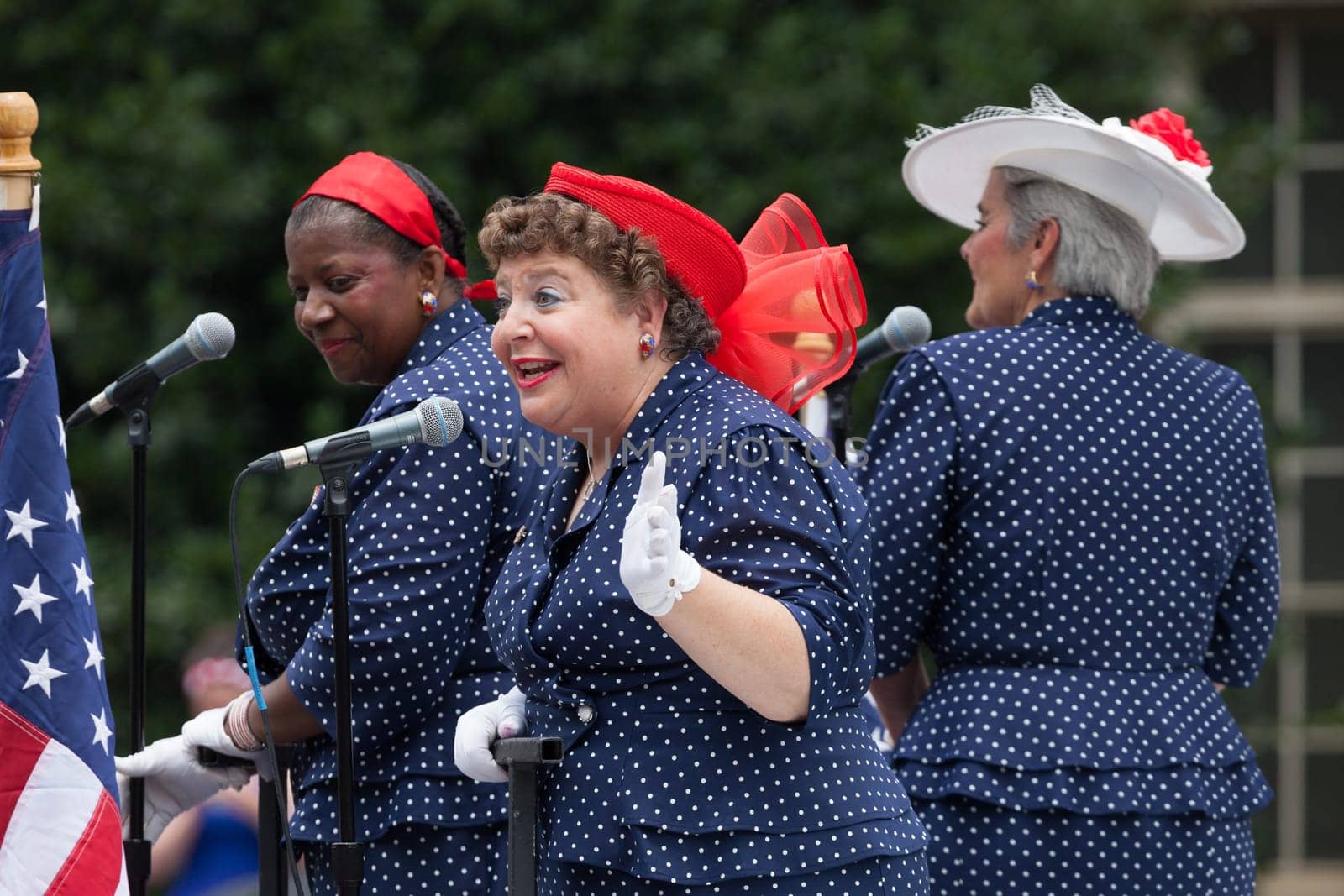 Washington, D.C., USA - July 4, 2015, The National Independence Day Parade is the  Fourth of July Parade in the capital of the United States, it  commemorates the adoption of the Declaration of Independence, only selected schools, and other groups participate.