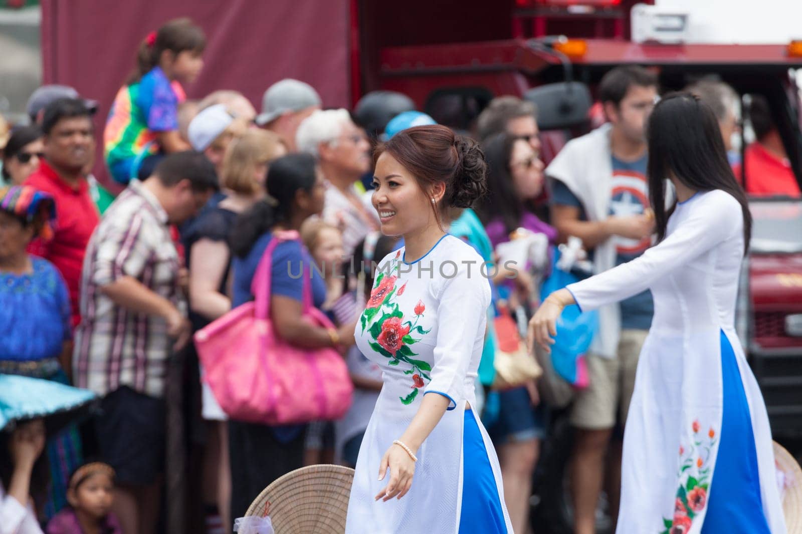 Washington, D.C., USA - July 4, 2015, The National Independence Day Parade is the  Fourth of July Parade in the capital of the United States, it  commemorates the adoption of the Declaration of Independence, only selected schools, and other groups participate.