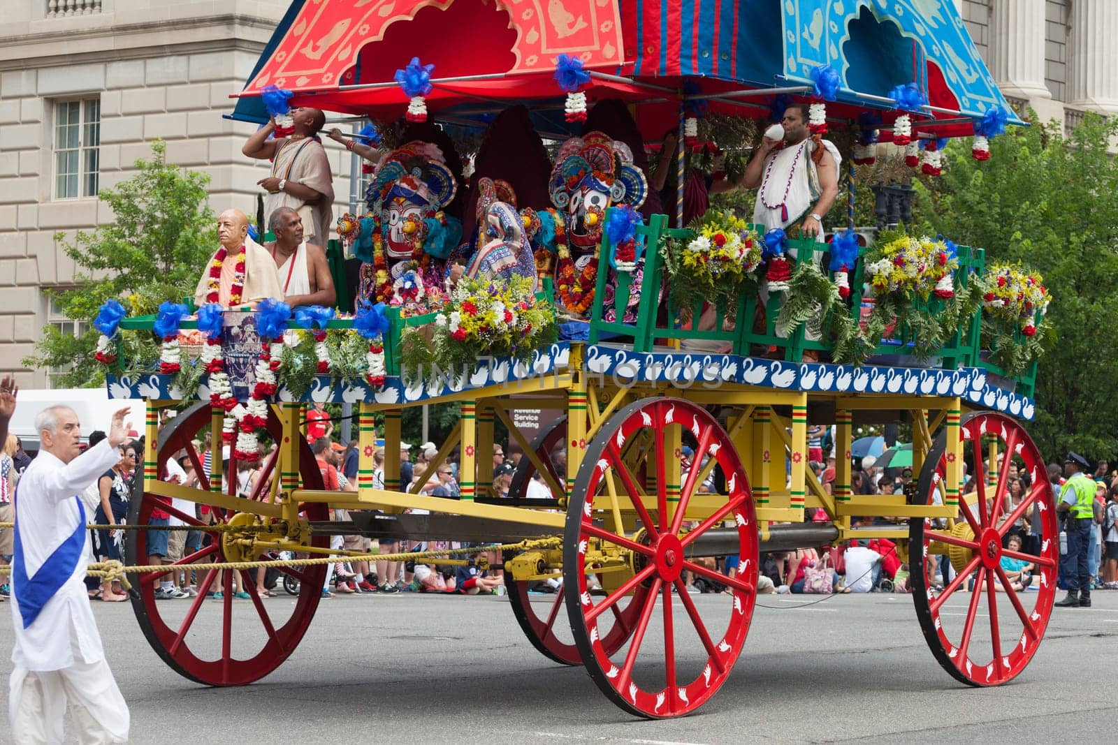 Washington, D.C., USA - July 4, 2015, The National Independence Day Parade is the  Fourth of July Parade in the capital of the United States, it  commemorates the adoption of the Declaration of Independence, only selected schools, and other groups participate.