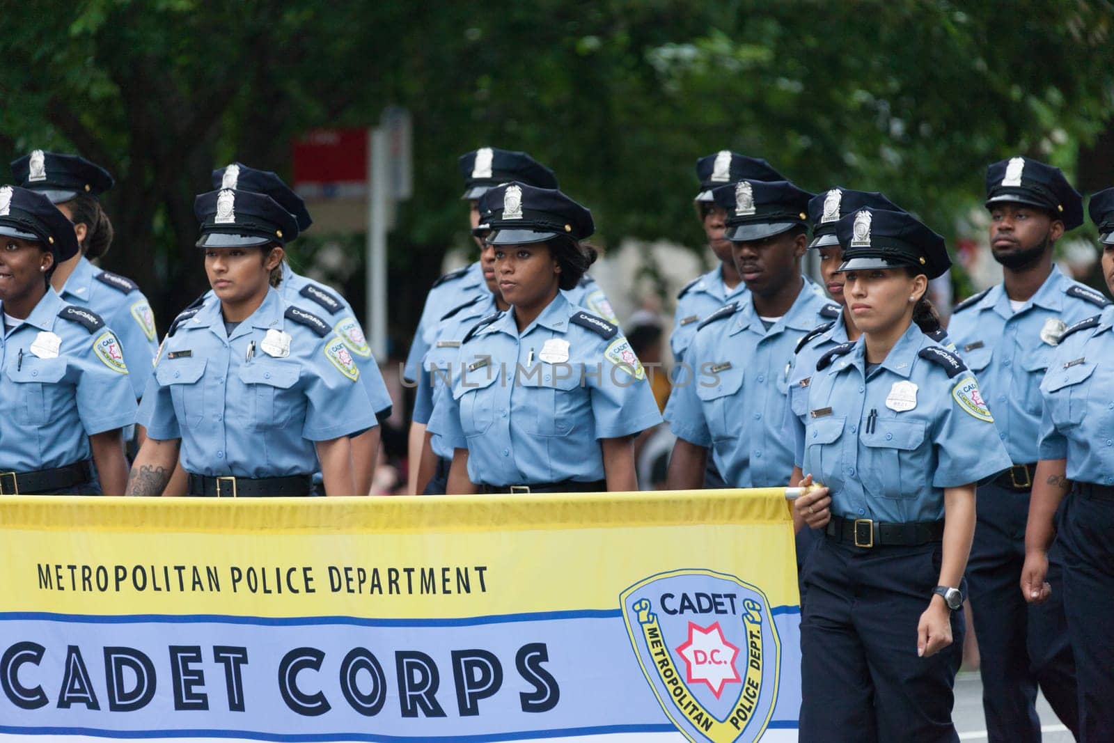 Washington, D.C., USA - July 4, 2016, The National Independence Day Parade is the  Fourth of July Parade in the capital of the United States, it  commemorates the adoption of the Declaration of Independence, only selected schools, and other groups participate.