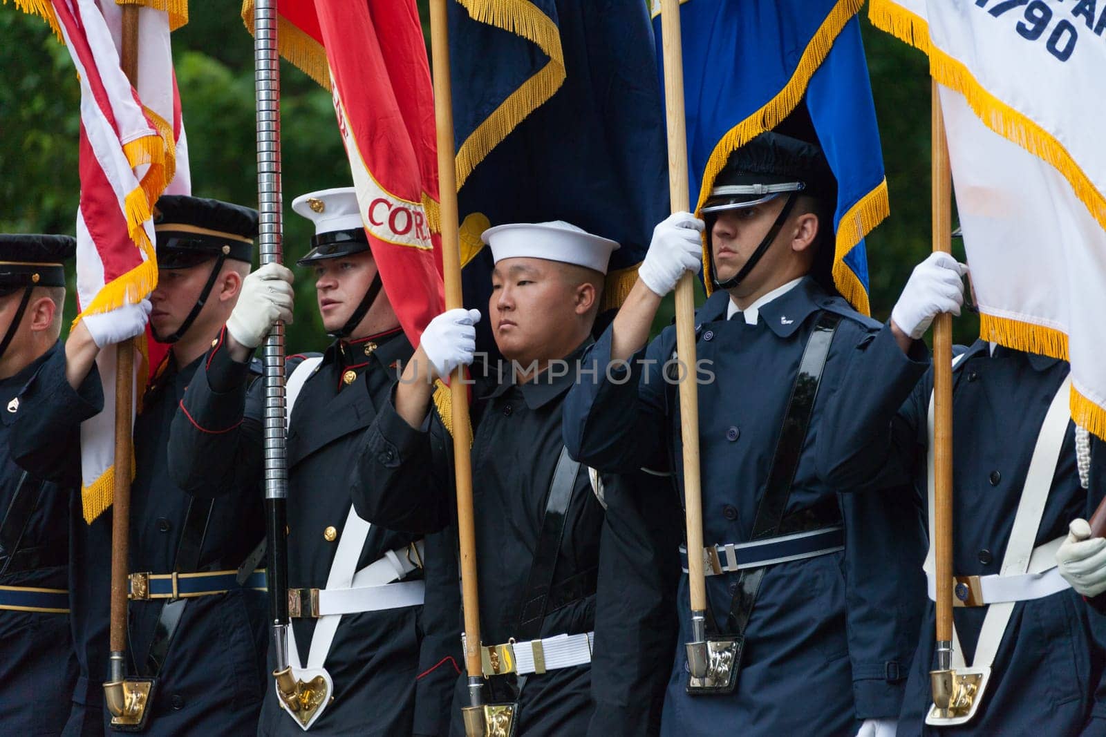 Washington, D.C., USA - July 4, 2016, The National Independence Day Parade is the  Fourth of July Parade in the capital of the United States, it  commemorates the adoption of the Declaration of Independence, only selected schools, and other groups participate.