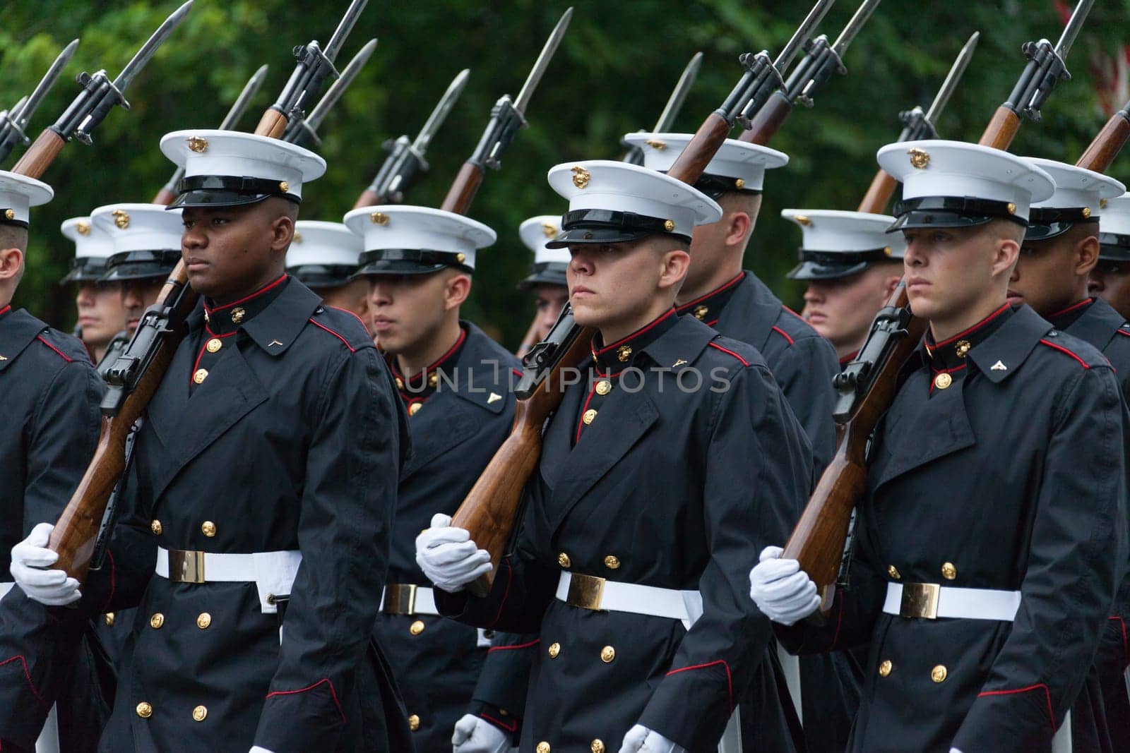 Washington, D.C., USA - July 4, 2016, The National Independence Day Parade is the  Fourth of July Parade in the capital of the United States, it  commemorates the adoption of the Declaration of Independence, only selected schools, and other groups participate.
