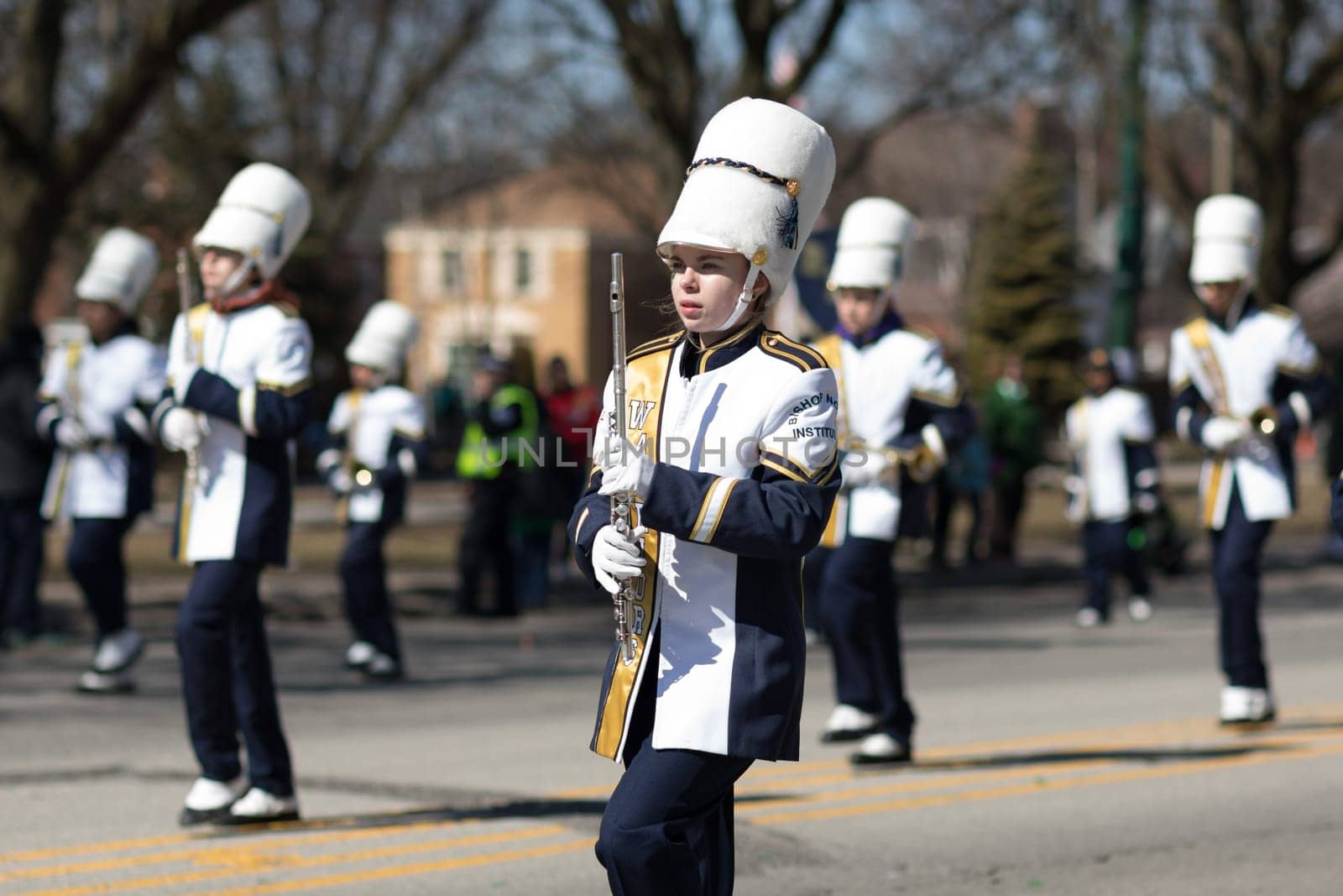 Chicago, Illinois, USA - March 11, 2018, The South Side Irish Parade is a cultural and religious celebration from Ireland in honor of  Saint Patrick.