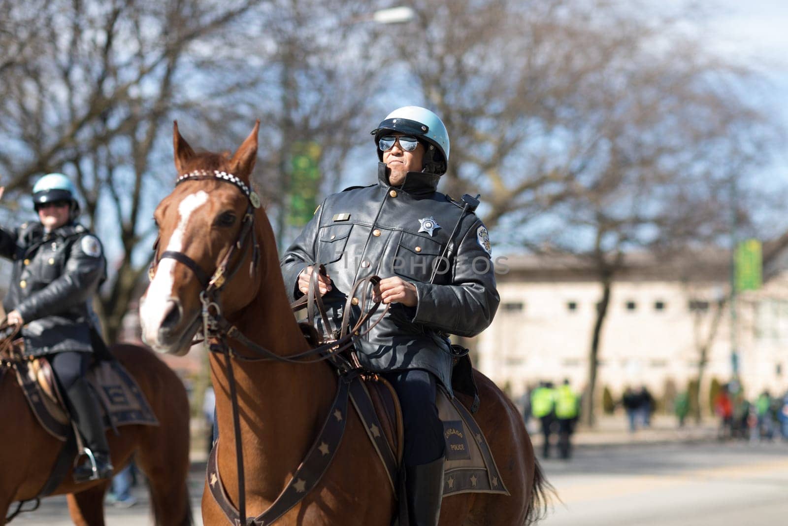 Chicago, Illinois, USA - March 11, 2018, The South Side Irish Parade is a cultural and religious celebration from Ireland in honor of  Saint Patrick.