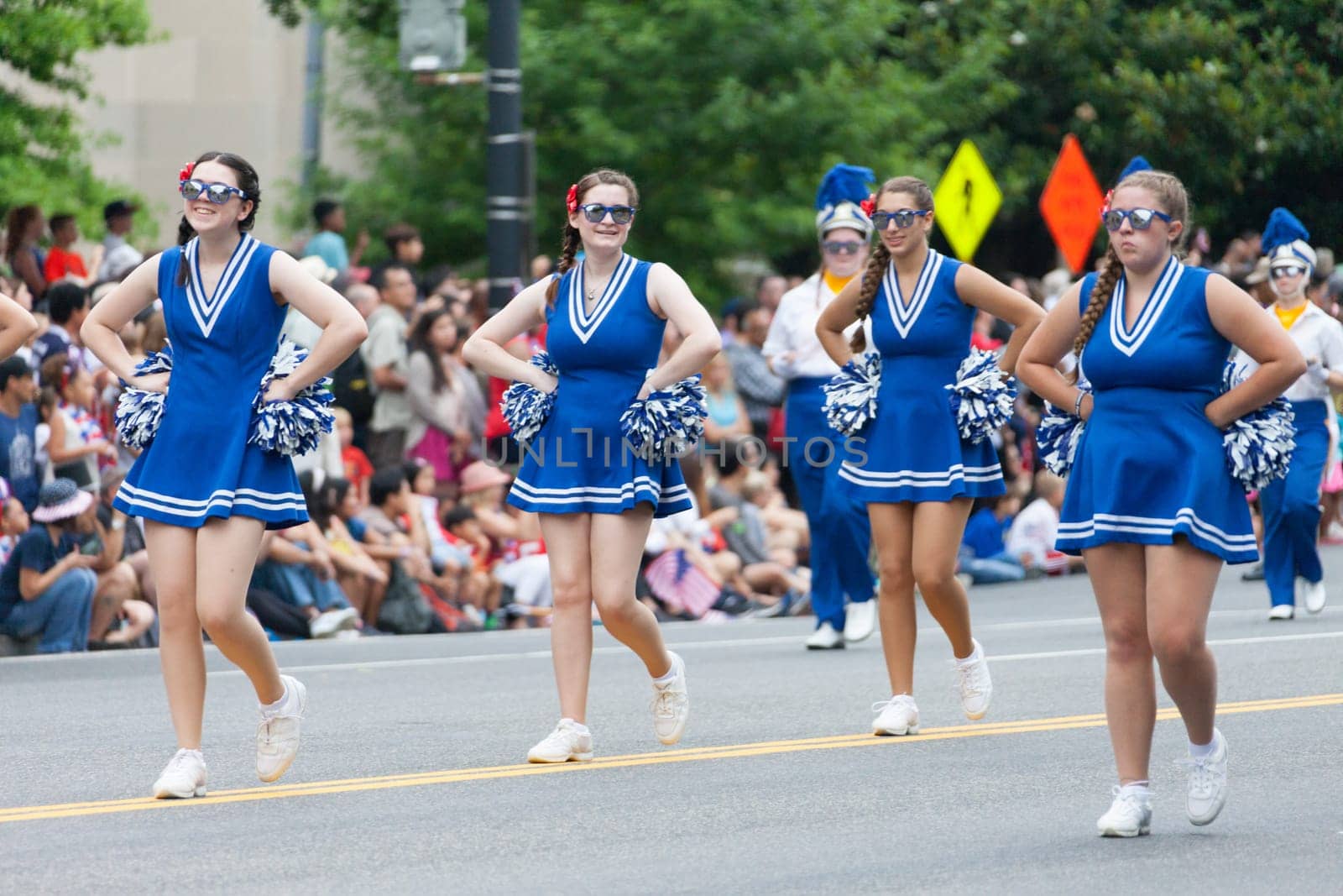 Washington, D.C., USA - July 4, 2016, The National Independence Day Parade is the  Fourth of July Parade in the capital of the United States, it  commemorates the adoption of the Declaration of Independence, only selected schools, and other groups participate.