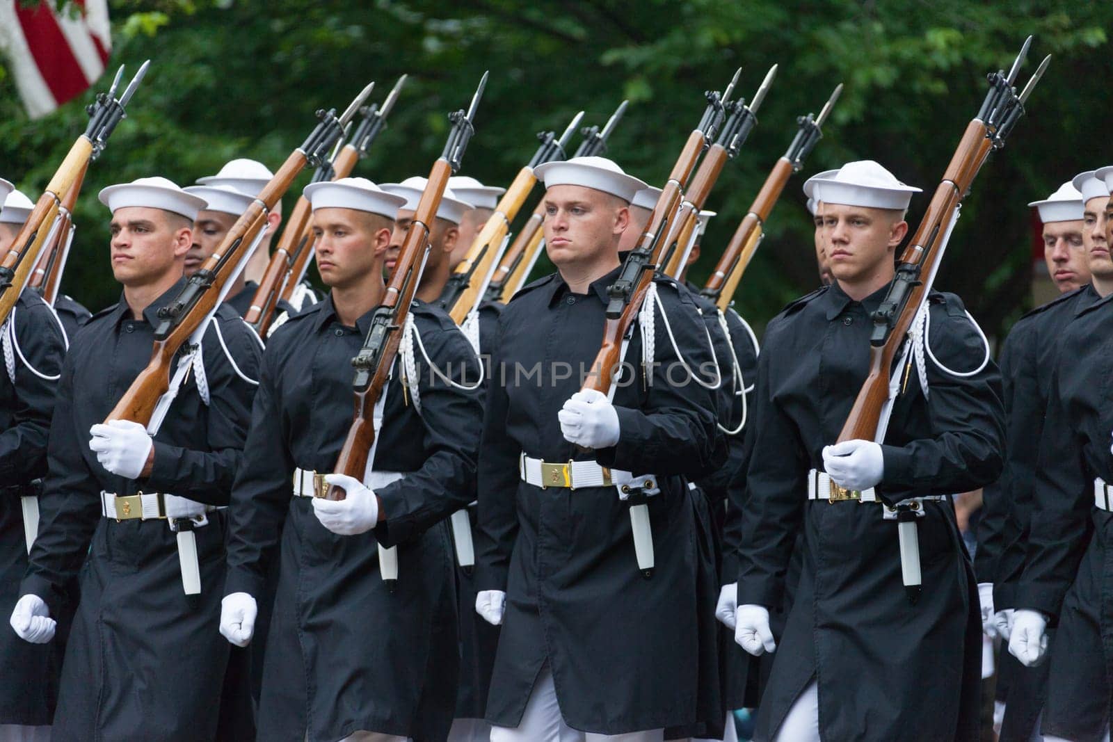 Washington, D.C., USA - July 4, 2016, The National Independence Day Parade is the  Fourth of July Parade in the capital of the United States, it  commemorates the adoption of the Declaration of Independence, only selected schools, and other groups participate.