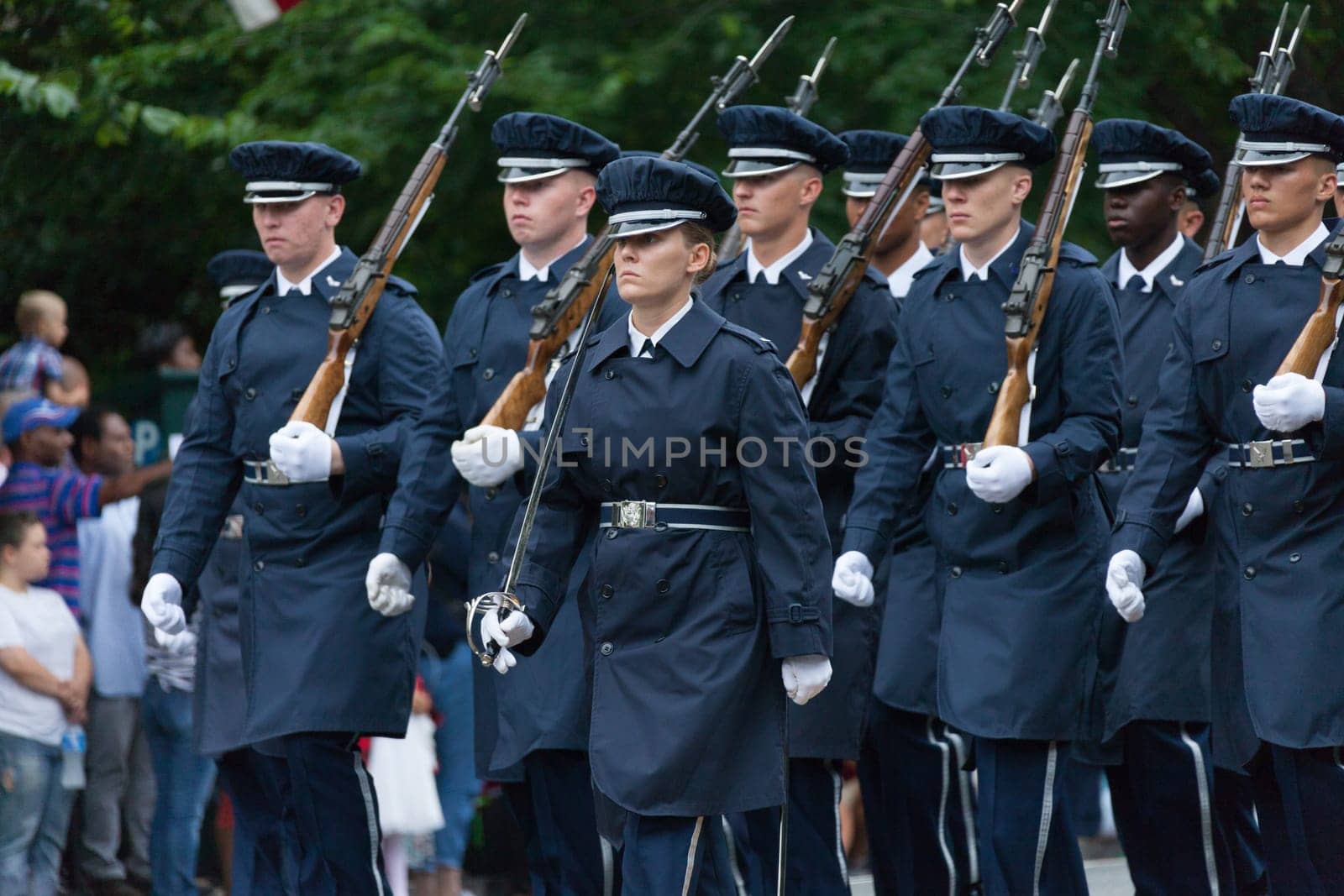 Washington, D.C., USA - July 4, 2016, The National Independence Day Parade is the  Fourth of July Parade in the capital of the United States, it  commemorates the adoption of the Declaration of Independence, only selected schools, and other groups participate.