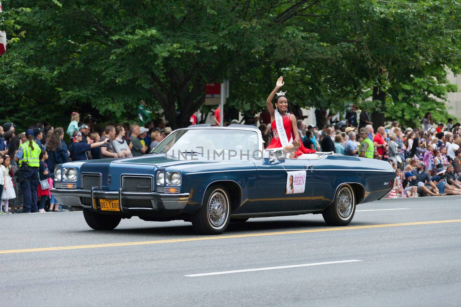 Washington, D.C., USA - July 4, 2016, The National Independence Day Parade is the  Fourth of July Parade in the capital of the United States, it  commemorates the adoption of the Declaration of Independence, only selected schools, and other groups participate.