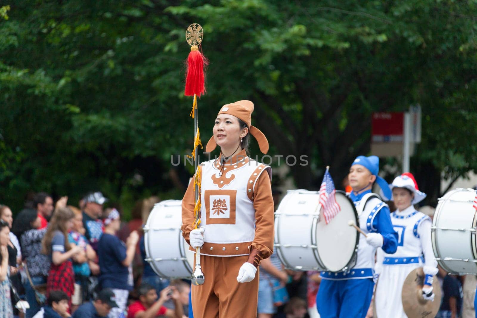 Washington, D.C., USA - July 4, 2016, The National Independence Day Parade is the  Fourth of July Parade in the capital of the United States, it  commemorates the adoption of the Declaration of Independence, only selected schools, and other groups participate.