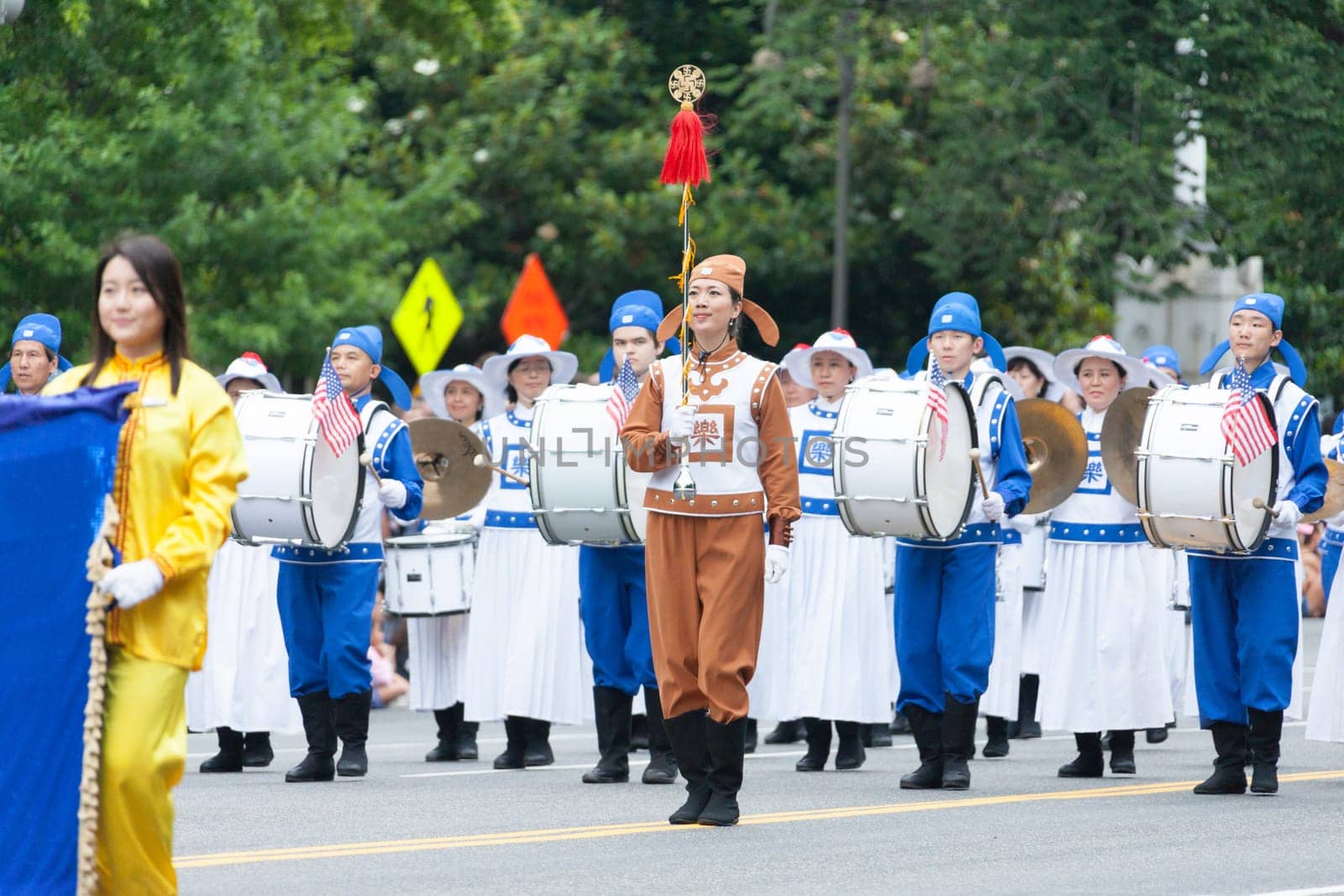 Washington, D.C., USA - July 4, 2016, The National Independence Day Parade is the  Fourth of July Parade in the capital of the United States, it  commemorates the adoption of the Declaration of Independence, only selected schools, and other groups participate.
