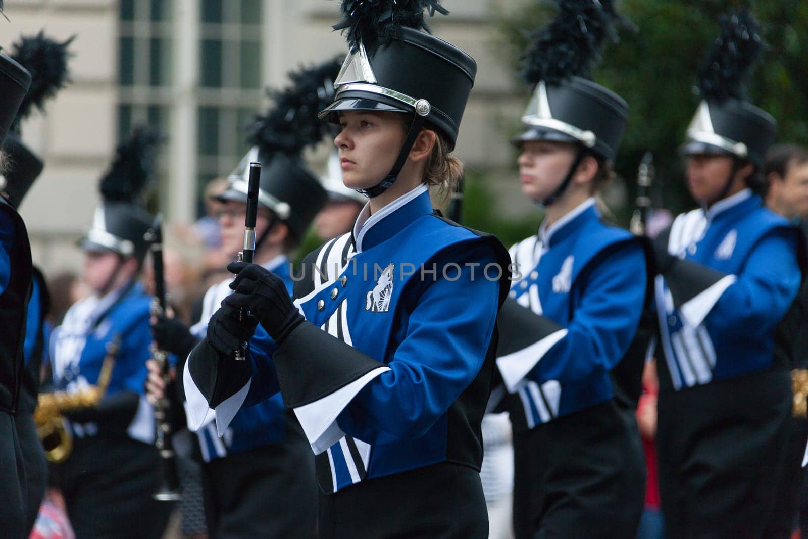 Washington, D.C., USA - July 4, 2016, The National Independence Day Parade is the  Fourth of July Parade in the capital of the United States, it  commemorates the adoption of the Declaration of Independence, only selected schools, and other groups participate.