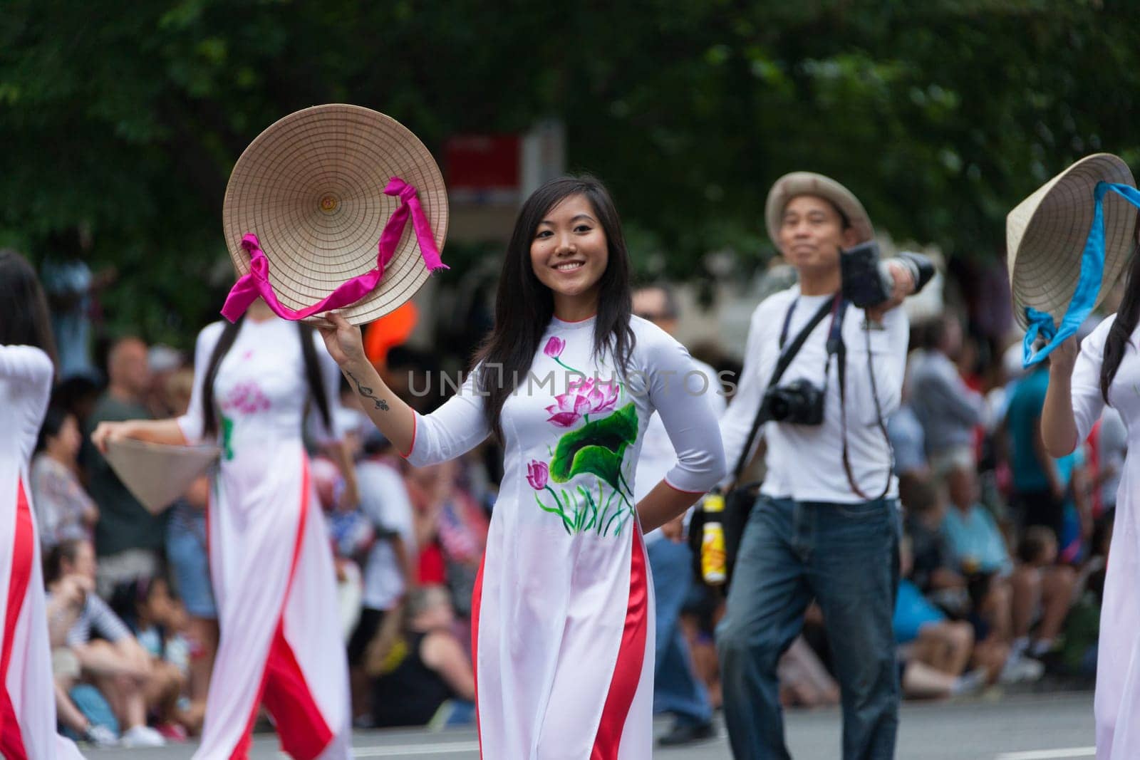 Washington, D.C., USA - July 4, 2016, The National Independence Day Parade is the  Fourth of July Parade in the capital of the United States, it  commemorates the adoption of the Declaration of Independence, only selected schools, and other groups participate.