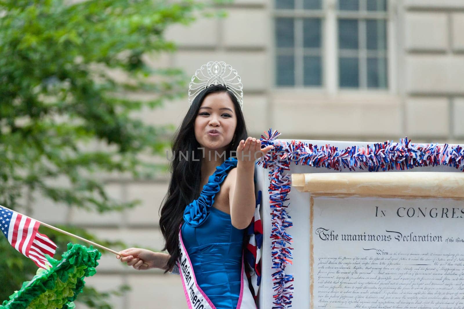 Washington, D.C., USA - July 4, 2016, The National Independence Day Parade is the  Fourth of July Parade in the capital of the United States, it  commemorates the adoption of the Declaration of Independence, only selected schools, and other groups participate.
