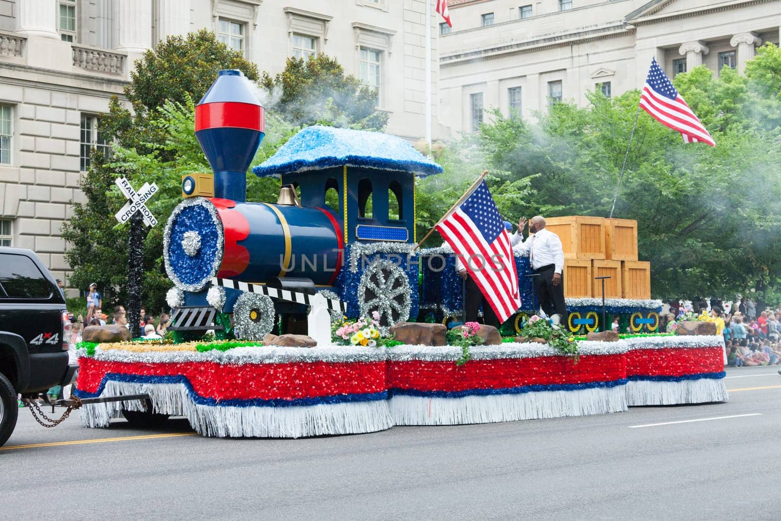 Washington, D.C., USA - July 4, 2016, The National Independence Day Parade is the  Fourth of July Parade in the capital of the United States, it  commemorates the adoption of the Declaration of Independence, only selected schools, and other groups participate.