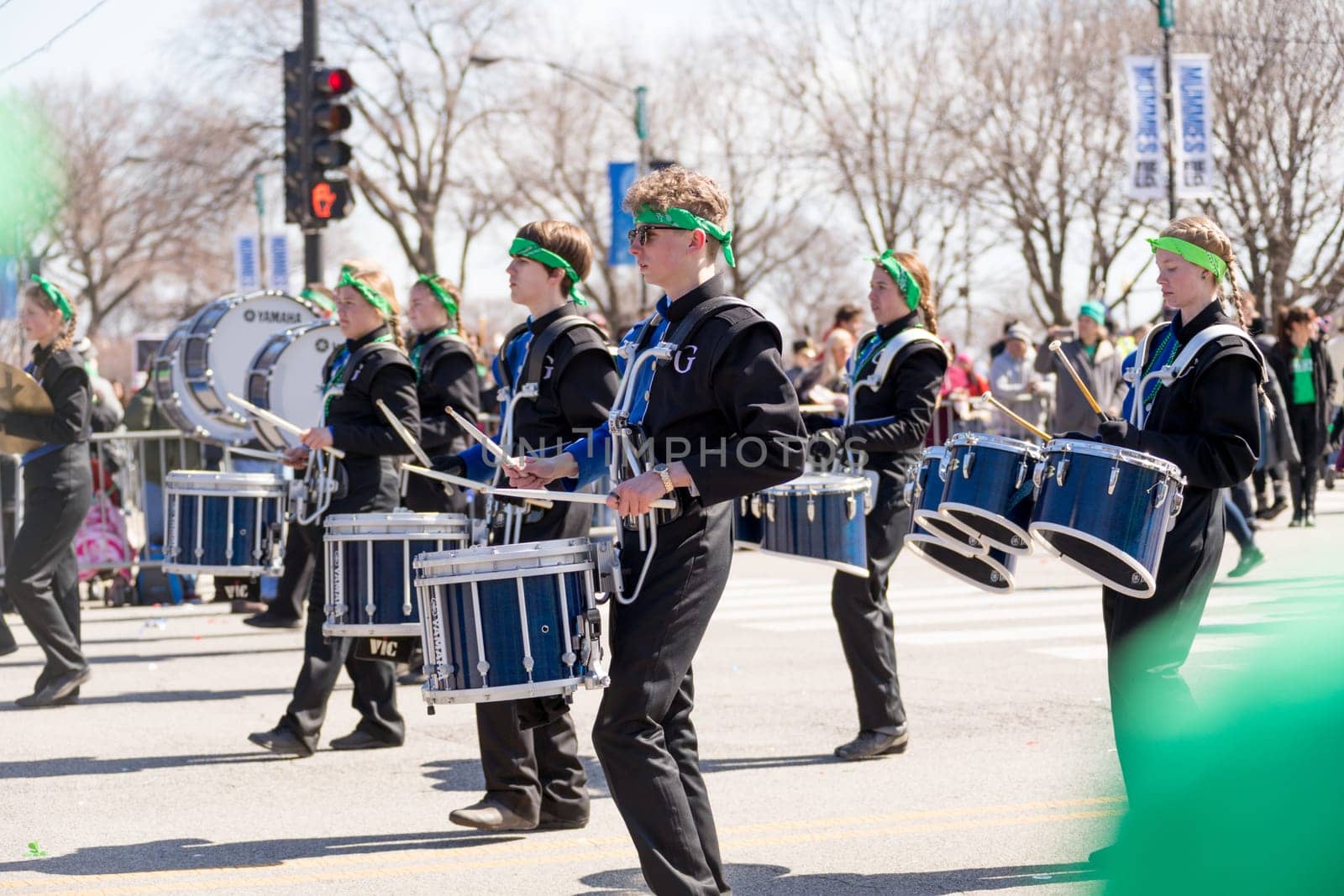 Chicago, Illinois, USA - March 17, 2018, The St. Patrick's Day Parade is a cultural and religious celebration from Ireland in honor of  Saint Patrick.