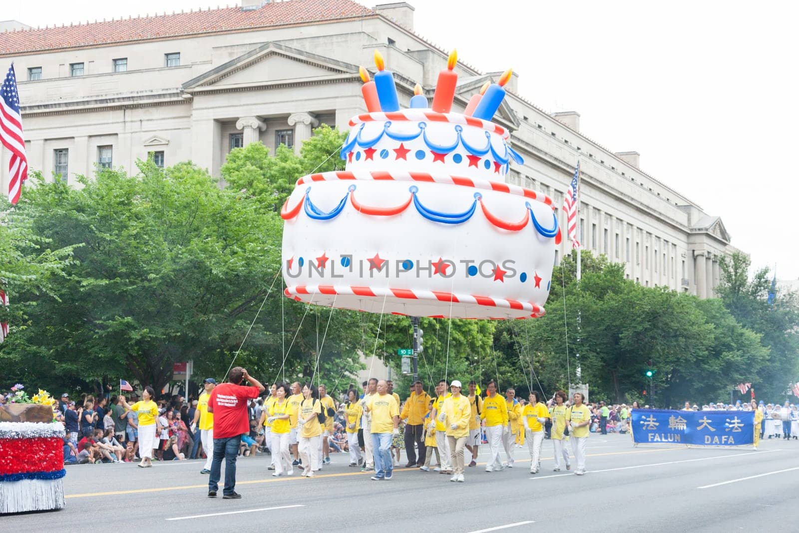 Washington, D.C., USA - July 4, 2016, The National Independence Day Parade is the  Fourth of July Parade in the capital of the United States, it  commemorates the adoption of the Declaration of Independence, only selected schools, and other groups participate.
