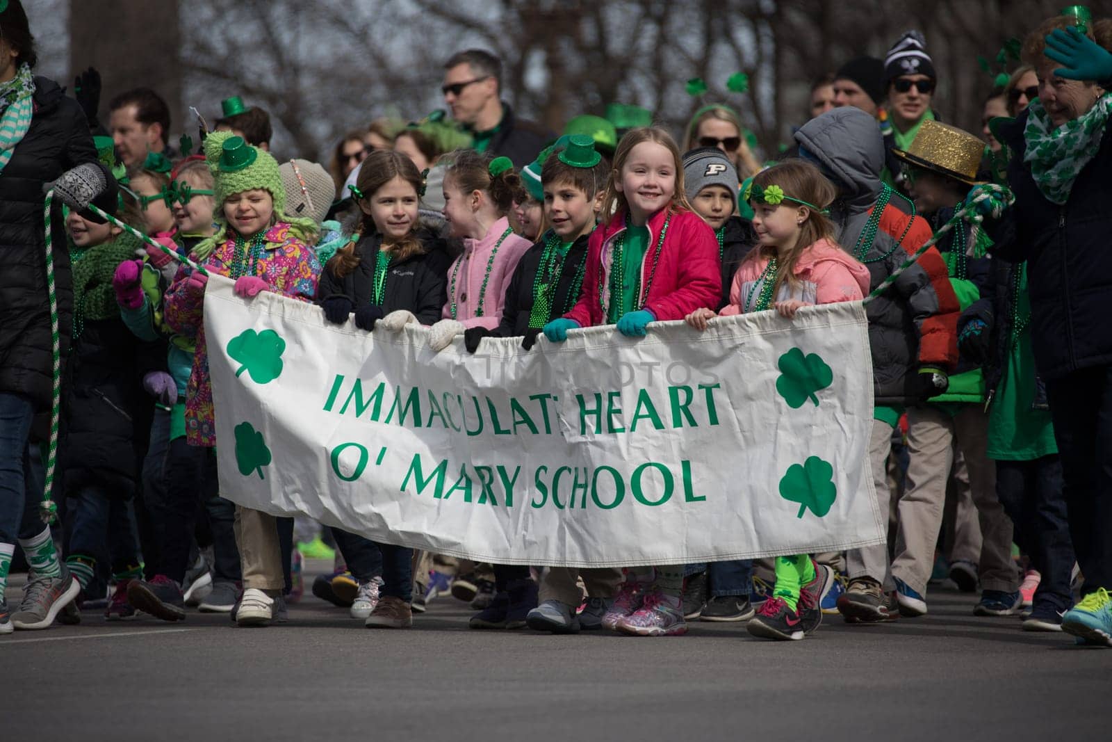 Indianapolis, indiana, USA - March 16, 2018, The St. Patrick’s Day Parade is a cultural and religious celebration from Ireland in honor of  Saint Patrick.