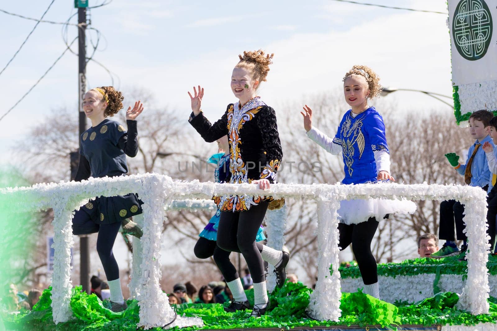 Chicago, Illinois, USA - March 17, 2018, The St. Patrick's Day Parade is a cultural and religious celebration from Ireland in honor of  Saint Patrick.