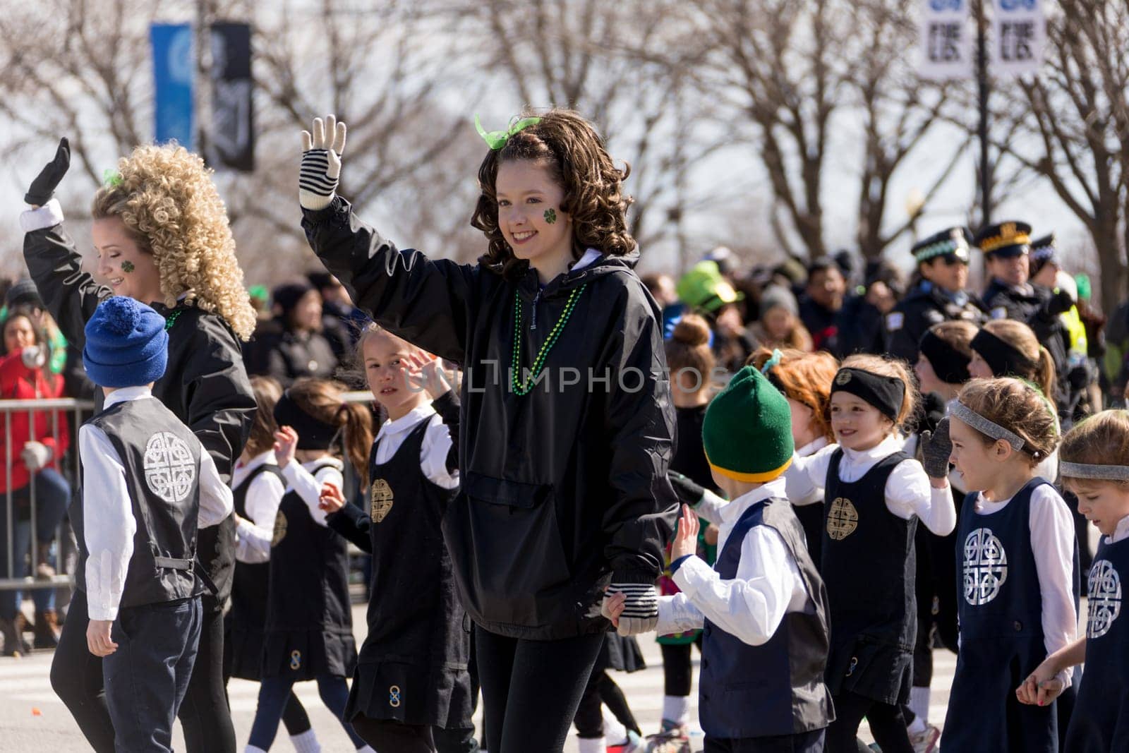 Chicago, Illinois, USA - March 17, 2018, The St. Patrick's Day Parade is a cultural and religious celebration from Ireland in honor of  Saint Patrick.