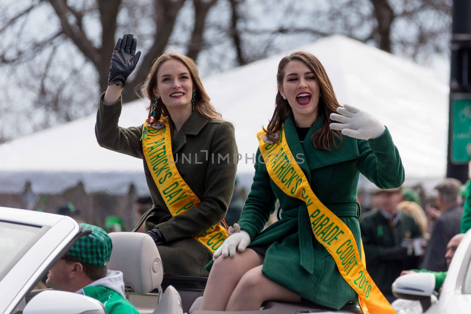 Chicago, Illinois, USA - March 17, 2018, The St. Patrick's Day Parade is a cultural and religious celebration from Ireland in honor of  Saint Patrick.