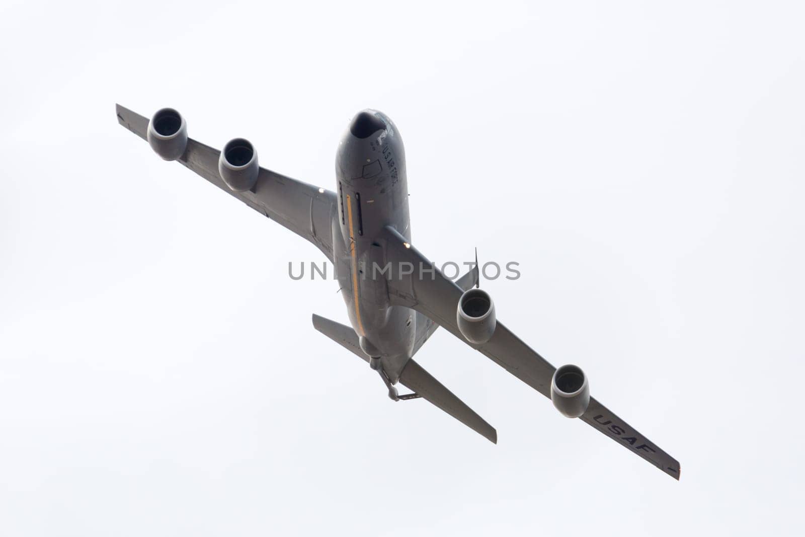 Louisville, Kentucky, USA - April 21, 2018 KC-135 Grissom fuel tanker plane does a fly by at the Thunder Over Louisville